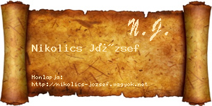 Nikolics József névjegykártya