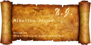 Nikolics József névjegykártya